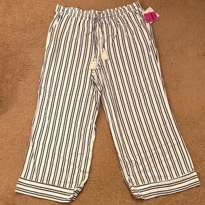 Linen White and Navy Striped Pajama Pants - Brand: